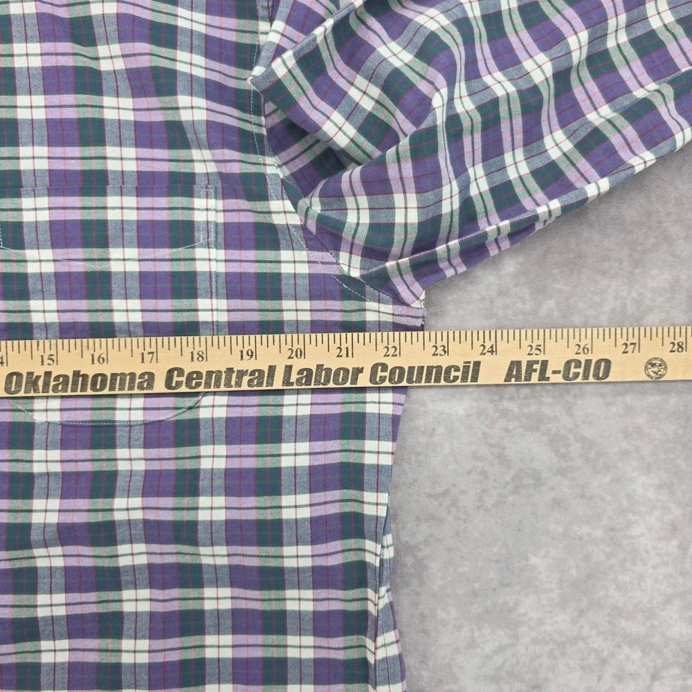 J.Crew Mens Large Slim Broken-In Oxford Plaid Purple Green Button Down Shirt